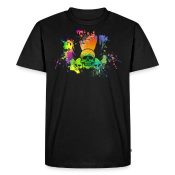 Crâne avec tache de couleur - T-shirt Premium bio Homme - noir - Devant - Nico (187cm)