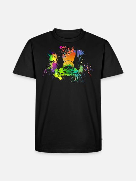 Totenkopf mit Farbfleck - Männer Premium Bio T-Shirt - Schwarz