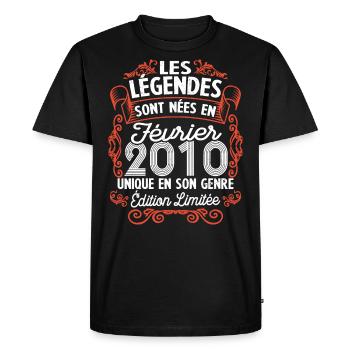 Vintage Flourish Cadeau Anniversaire Février 2010 - T-shirt Premium bio Homme - noir - Devant - Nico (187cm)