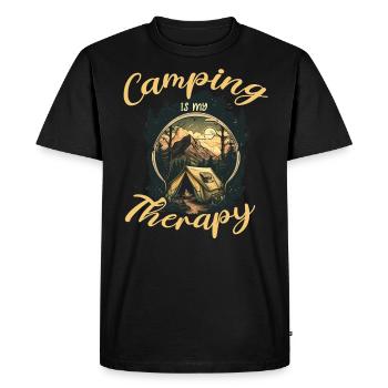 Camping is my therapy - Men's Premium Organic T-Shirt - black - Front - Nico (187cm)