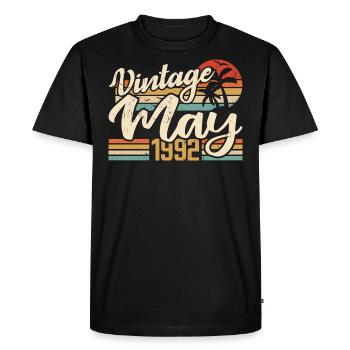 Anniversaire Vintage Mai 1992 Né(e) en Mai 1992 - T-shirt Premium bio Homme - noir - Devant - Nico (187cm)