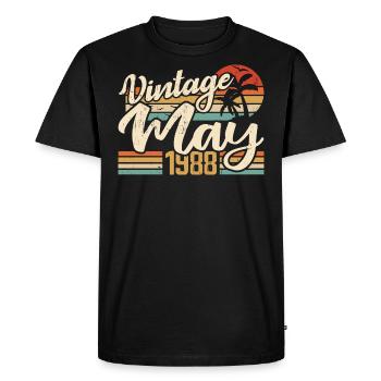 Anniversaire Vintage Mai 1988 Né(e) en Mai 1988 - T-shirt Premium bio Homme - noir - Devant - Nico (187cm)