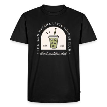Iced matcha latte boisson japonaise humour - T-shirt Premium bio Homme - noir - Devant - Nico (187cm)