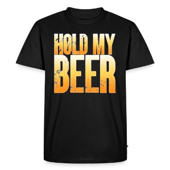 Tenez ma bière HMB citation bière amusante disant drôle - T-shirt Premium bio Homme - noir - Devant - Nico (187cm)