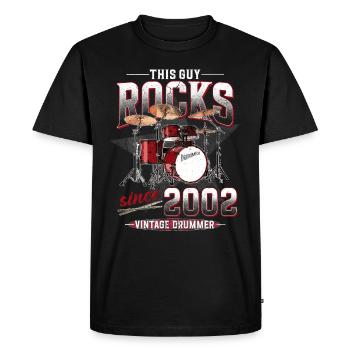 2002 Vintage Drums Drummer Anniversaire - T-shirt Premium bio Homme - noir - Devant - Nico (187cm)