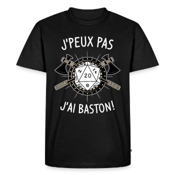 J'peux pas j'ai baston ! - T-shirt Premium bio Homme - noir - Devant - Nico (187cm)