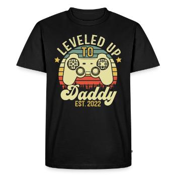 Leveled up to Daddy 2022, Daddy Gift 2022 - Men's Premium Organic T-Shirt - black - Front - Nico (187cm)