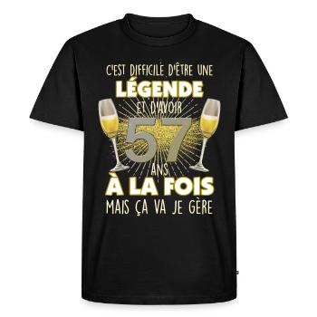 57 ans Légende Papa Ou Maman Anniversaire - T-shirt Premium bio Homme - noir - Devant - Nico (187cm)