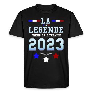 Retraite Papy legende en retraite 2023 - T-shirt Premium bio Homme - noir - Devant - Nico (187cm)