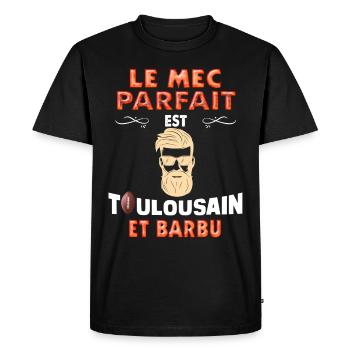 Toulousain Homme Barbu Et Parfait - T-shirt Premium bio Homme - noir - Devant - Nico (187cm)