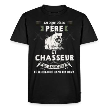 Mon Pere Et Un Chasseur de Sanglier - T-shirt Premium bio Homme - noir - Devant - Nico (187cm)