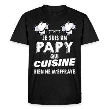 C'est Mon Papy Qui Cuisine Humour Grand Père - T-shirt Premium bio Homme - noir - Devant - Nico (187cm)