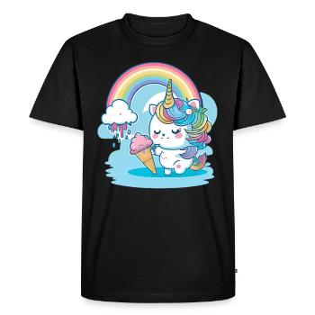 Licorne arc-en-ciel pour enfants - colorée et gaie - T-shirt Premium bio Homme - noir - Devant - Nico (187cm)