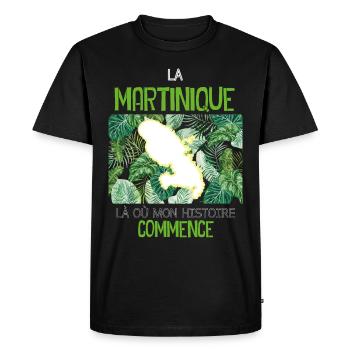 Martinique Mon histoire Martiniquais - T-shirt Premium bio Homme - noir - Devant - Nico (187cm)