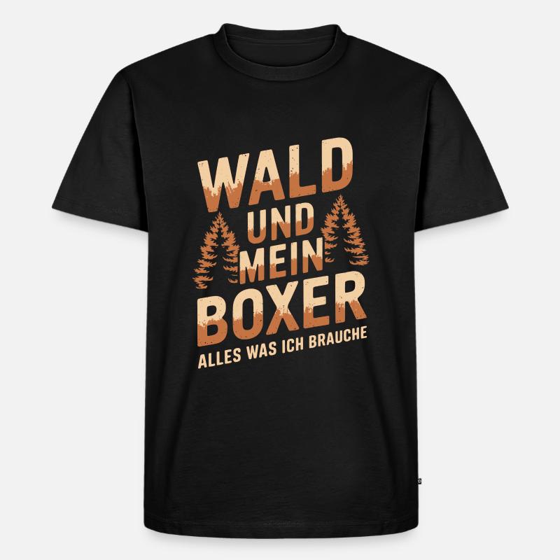 Wald und mein Deutscher Boxer - Männer Premium Bio T-Shirt - Schwarz