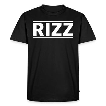 Rizz | Charisma, charm, style, youth language - Men's Premium Organic T-Shirt - black - Front - Nico (187cm)
