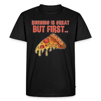 PIZZA JOGGING RUNNING - T-shirt Premium bio Homme - noir - Devant - Nico (187cm)