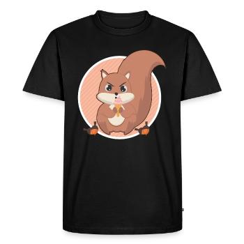 Un écureuil lèche la glace - T-shirt Premium bio Homme - noir - Devant - Nico (187cm)