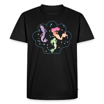 Seashell with dancing mermaids - Men's Premium Organic T-Shirt - black - Front - Nico (187cm)