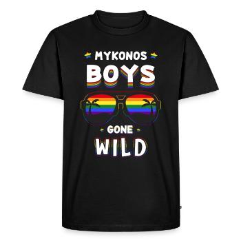 Mykonos Boys Gay Party Shirt - T-shirt Premium bio Homme - noir - Devant - Nico (187cm)