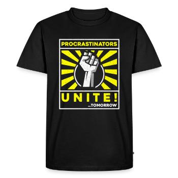 procrastinators s'unissent demain - T-shirt Premium bio Homme - noir - Devant - Nico (187cm)