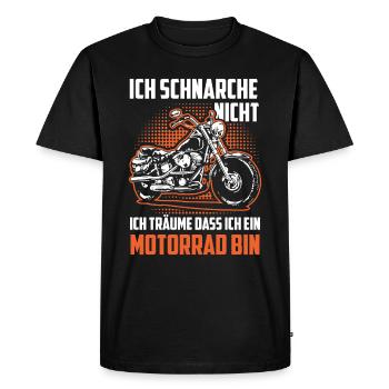 Ich schnarche nicht - Träume Motorrad Biker - Männer Premium Bio T-Shirt - Schwarz - Vorne - Nico (187cm)
