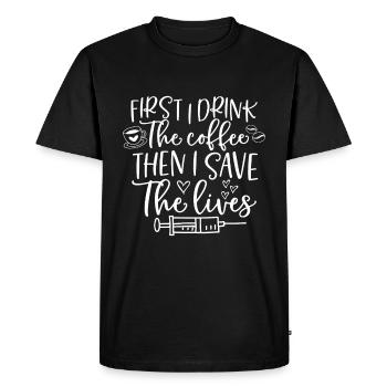 Doctor female doctor nurse emergency room - Men's Premium Organic T-Shirt - black - Front - Nico (187cm)