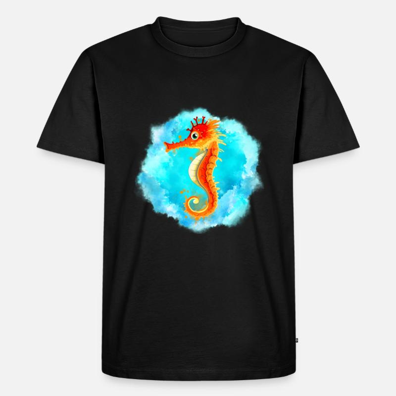 Seepferd - Männer Premium Bio T-Shirt - Schwarz