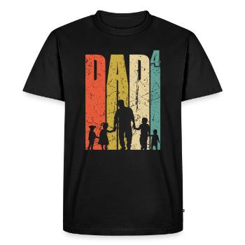 Dad hoch 4 Vater 4 Kinder vierfacher Papa Geschenk - Männer Premium Bio T-Shirt - Schwarz - Vorne - Nico (187cm)