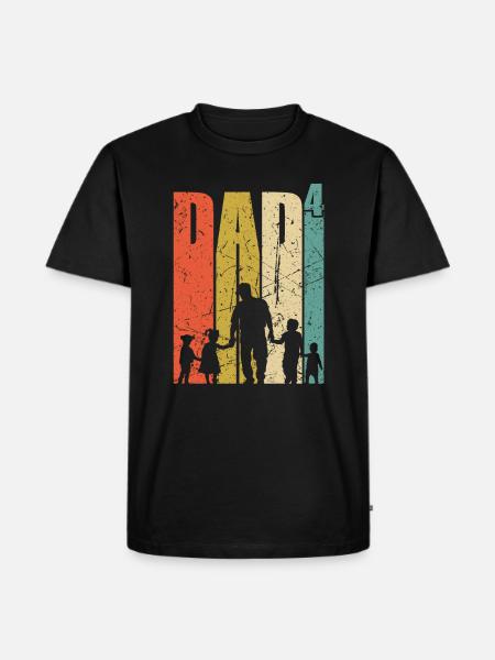 Dad hoch 4 Vater 4 Kinder vierfacher Papa Geschenk - Herre Premium økologisk T-shirt - sort
