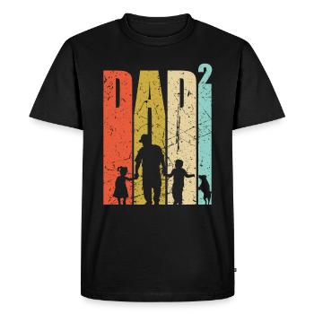 Papa au pouvoir de deux père de deux papas chien bull terrier - T-shirt Premium bio Homme - noir - Devant - Nico (187cm)