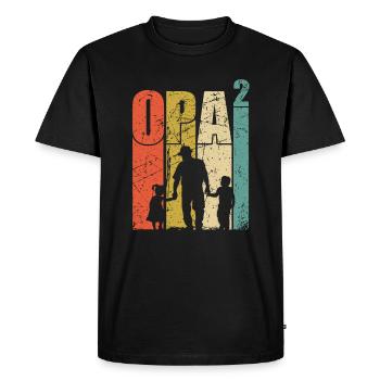 Opa hoch 2 zweifacher Opa werdender Opa zwei Enkel - Männer Premium Bio T-Shirt - Schwarz - Vorne - Nico (187cm)