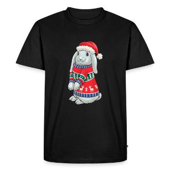 Lapins avec sweater cadeau lapin Noël - T-shirt Premium bio Homme - noir - Devant - Nico (187cm)