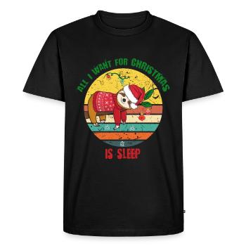 Sloth with Christmas sweater - Men's Premium Organic T-Shirt - black - Front - Nico (187cm)