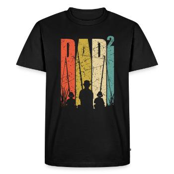 Papa 2 enfants cadeau de pêche double papa - T-shirt Premium bio Homme - noir - Devant - Nico (187cm)
