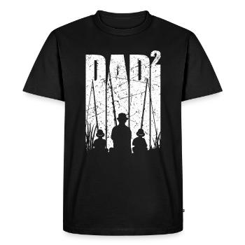 Papa 2 enfants cadeau de pêche double papa - T-shirt Premium bio Homme - noir - Devant - Nico (187cm)