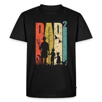 Farmer dad of two children Farmer gift - Men's Premium Organic T-Shirt - black - Front - Nico (187cm)