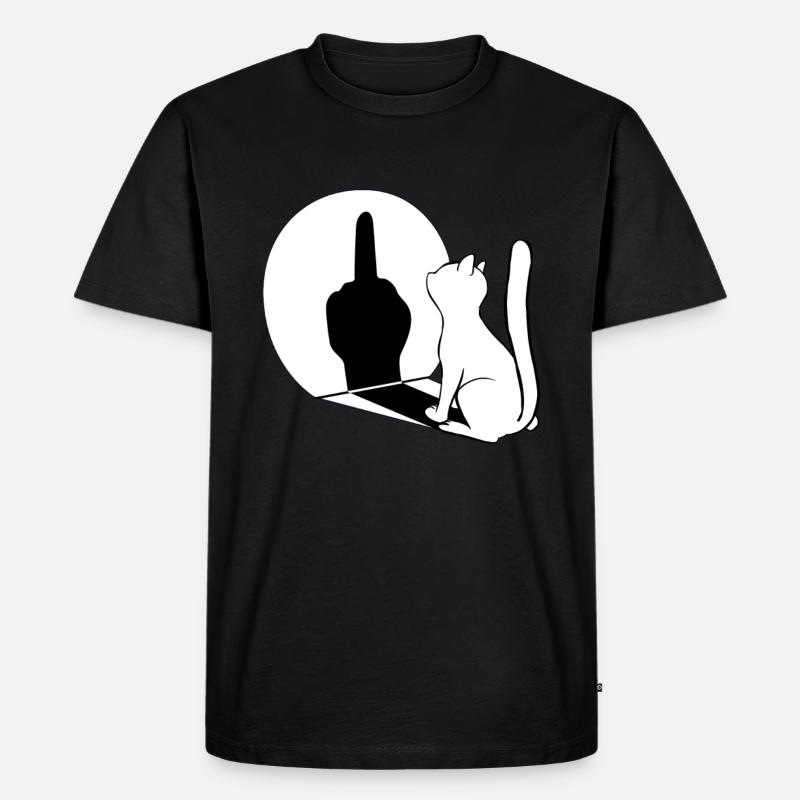 Mittelfinger Katzen Schatten - Männer Premium Bio T-Shirt - Schwarz