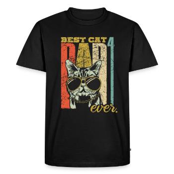 Best Cat Dad ever four cats quadruple cat papa - Men's Premium Organic T-Shirt - black - Front - Nico (187cm)