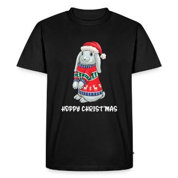 Lapin Hoppy Christmas Joyeux Noël - T-shirt Premium bio Homme - noir - Devant - Nico (187cm)