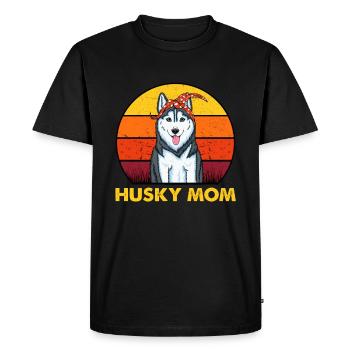 Husky Mama Retro Vintage Sibérien Husky Maman - T-shirt Premium bio Homme - noir - Devant - Nico (187cm)