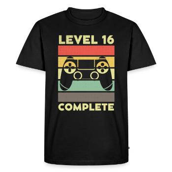 Niveau 16 Complet 16 ans 16e anniversaire - T-shirt Premium bio Homme - noir - Devant - Nico (187cm)
