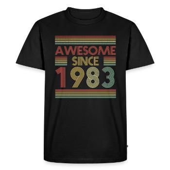 Génial depuis 1983 anniversaire rétro - T-shirt Premium bio Homme - noir - Devant - Nico (187cm)