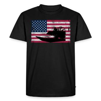 American Flag USA Airboat Fanboat Airboating - Men's Premium Organic T-Shirt - black - Front - Nico (187cm)