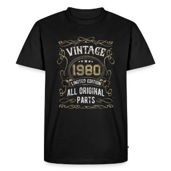 Born in 1980 Birthday gift 42 years - Men's Premium Organic T-Shirt - black - Front - Nico (187cm)