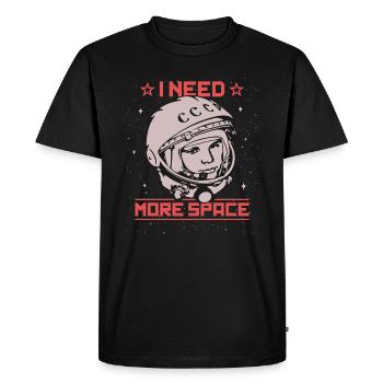 Gagarine - J'ai besoin de plus d'astronaute cosmonaute spatial - T-shirt Premium bio Homme - noir - Devant - Nico (187cm)