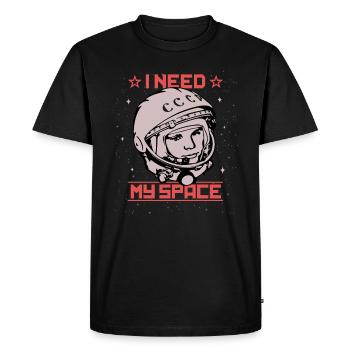 Gagarine - J'ai besoin de mon astronaute cosmonaute de l'espace - T-shirt Premium bio Homme - noir - Devant - Nico (187cm)