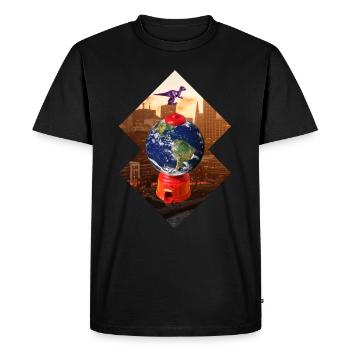 Collage art surreal dinosaur gift design - Men's Premium Organic T-Shirt - black - Front - Nico (187cm)