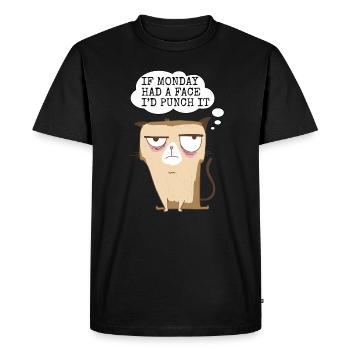 Chat fatigué drôle disant parodie humour sarcasme - T-shirt Premium bio Homme - noir - Devant - Nico (187cm)