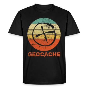 Geocaching vintage retro - Men's Premium Organic T-Shirt - black - Front - Nico (187cm)